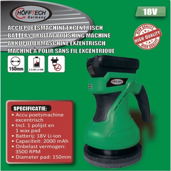 Hofftech Accu Poetsmachine EXCENTRISCH 18V - Groen