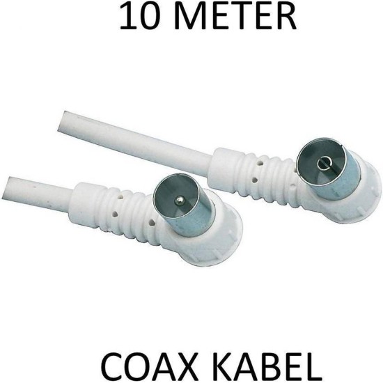 Benson Coax Kabel - Haakse Stekkers - 10 meter - Wit