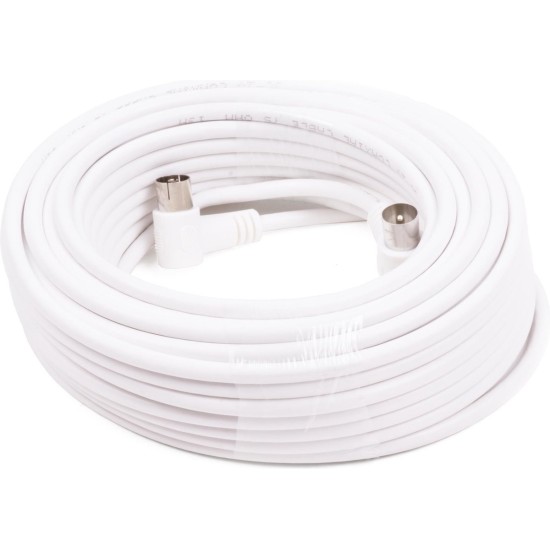 Benson Coax Kabel - Haakse Stekkers - 20 meter - Wit