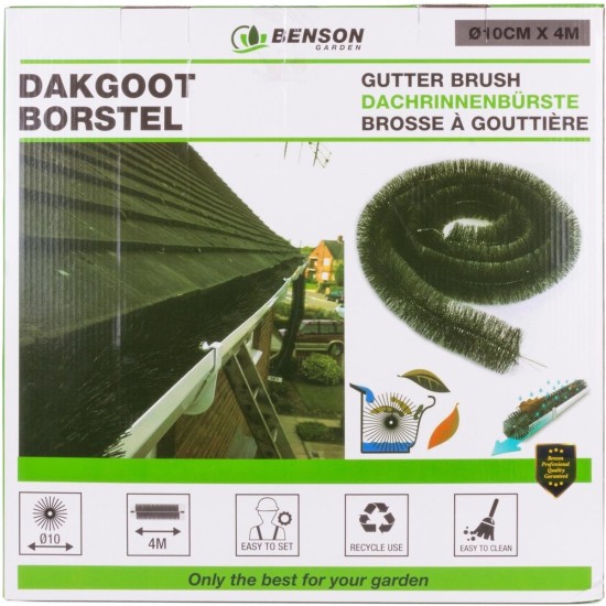 Benson Dakgootborstel - Ø 10 cm x 4 meter - Zwart