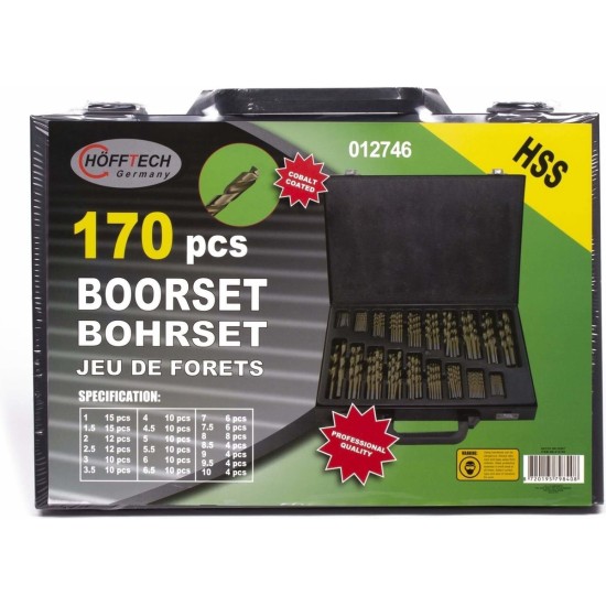 Hofftech HSS Cobalt Coating Boorset Koffer - 1 - 10 mm - 170 delig