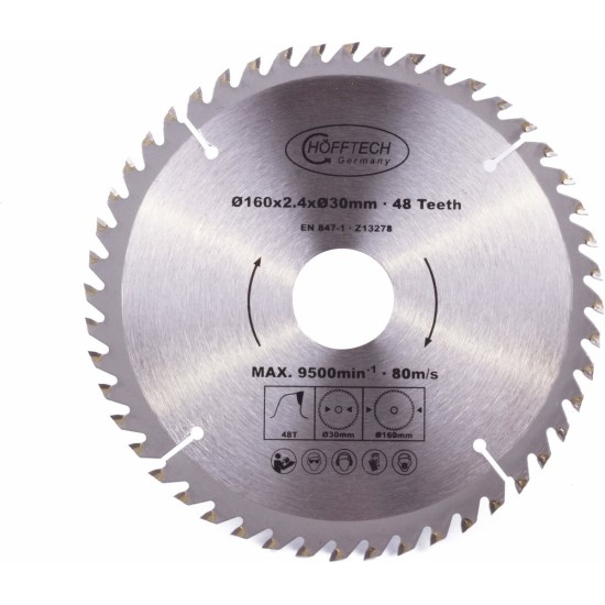 Hofftech Zaagblad Cirkelzaag - Ø 160 mm x 48 Tanden - Inclusief Verloopringen