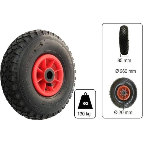 Tarsus Wiel 3.00-4 - 260 x 85 mm, Steekwagen, Bolderkar - 2 stuks