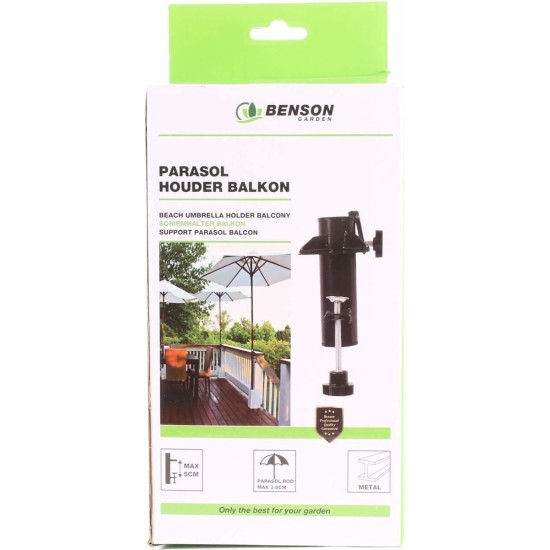 Benson Parasolvoet - voor balkon - zwart - metaal - 15,5 cm - Parasolhouder