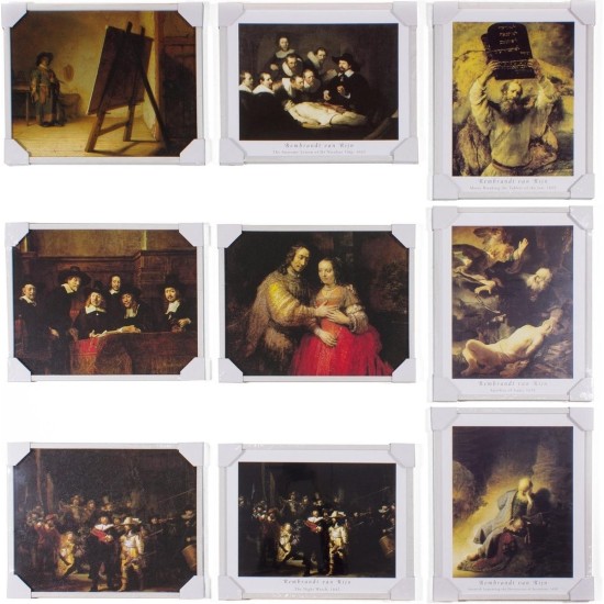 Benson Rembrandt van Rijn Schilderijen met Lijst - 40 x 50 cm. Omdoos 12 Stuks