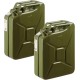 SET VAN 2 STUKS METALEN JERRYCANS GROEN 20 LITER - GESCHIKT VOOR BRANDSTOF - BENZINE / DIESEL