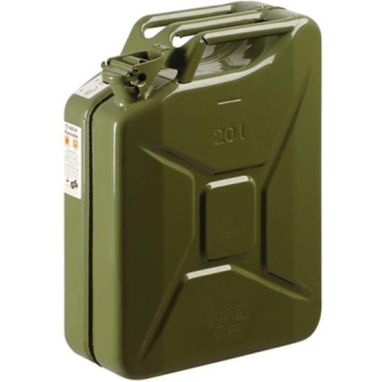 SET VAN 2 STUKS METALEN JERRYCANS GROEN 20 LITER - GESCHIKT VOOR BRANDSTOF - BENZINE / DIESEL