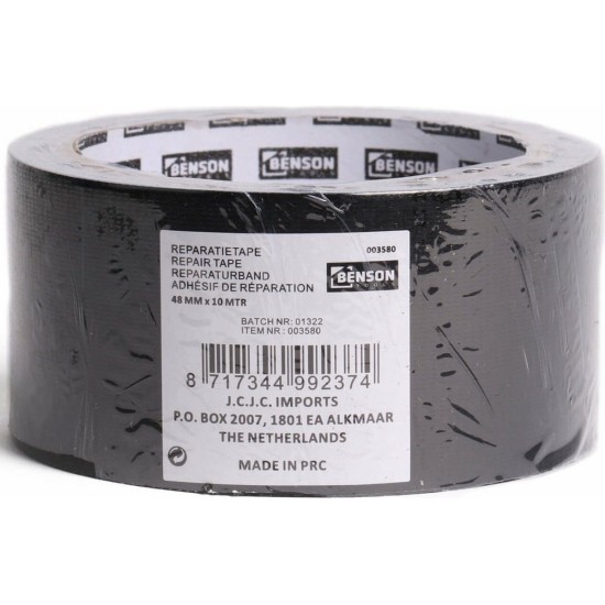 4 rollen ducttape/reparatietape universeel zwart 10 meter