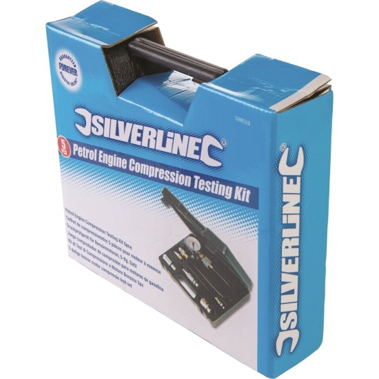 Silverline Benzine Motor Compressie Test Set - in Opbergkoffer - 5 delig Set