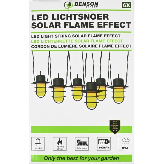 Benson Solar Flame Effect LED Lichtsnoer - 2 meter - Set van 6