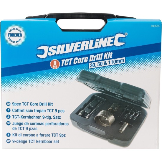 Silverline 9-delige TCT kernboor set 30, 50 en 110 mm