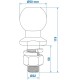 Trekhaakkogel Recht Kogel Ø 50 mm Draad M22 x 55 mm