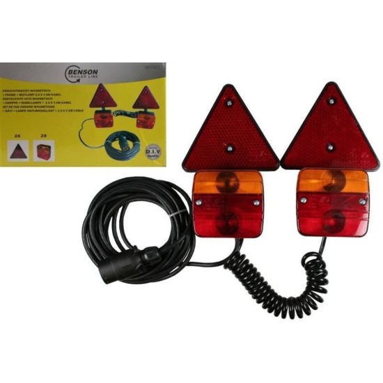 Benson Aanhanger Verlichtingsset Magnetisch met 7.5 meter Kabel