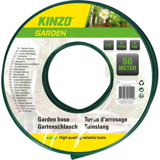 Kinzo Garden tuinslang - 50 meter - gewapend - diameter 1/2