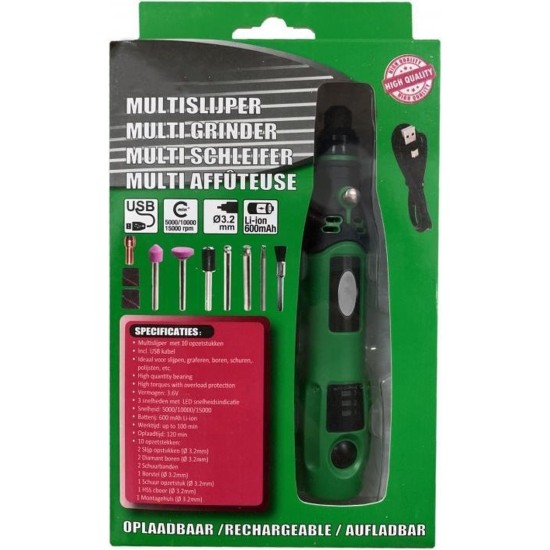 Multislijper met accessoires (oplaadbaar, 3.6 volt)