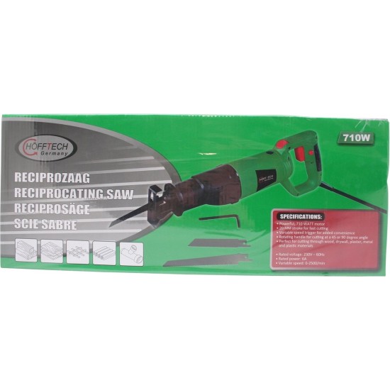 Hofftech Reciprozaag - 710Watt - 115mm - Draaibaar handvat