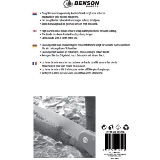Benson Snoeizaag Opklapbaar - Koolstofstaal - Bladlengte 20 cm