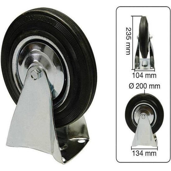 Tarsus Bokwiel 200 mm. Maximale Belasting 205 Kg (2 Stuks)