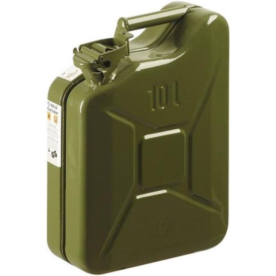 Set van 2 stuks metalen jerrycans groen 10 liter - geschikt voor brandstof - benzine / diesel