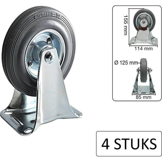 Tarsus Bokwiel 125 mm. Maximale Belasting 100 Kg (4 Stuks)